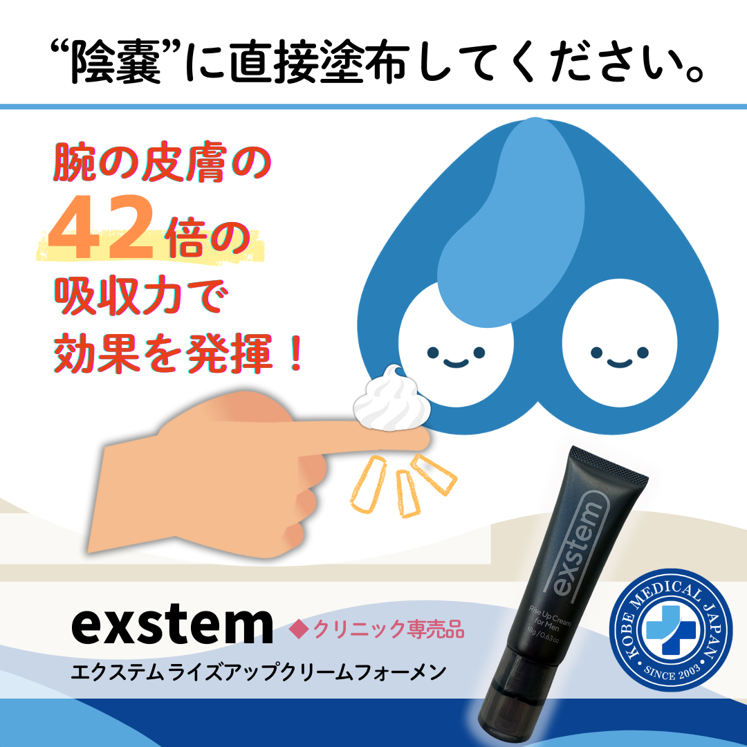 ED･男性用更年期障害改善クリーム 　ヒト幹細胞上清液エクソソーム配合  exstem Rise Up Cream for Men（エクステム ライズアップクリーム フォーメン）